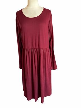 NWT DB Moon Steetchy Burgundy Long Sleeve Empire Waist Dress‎